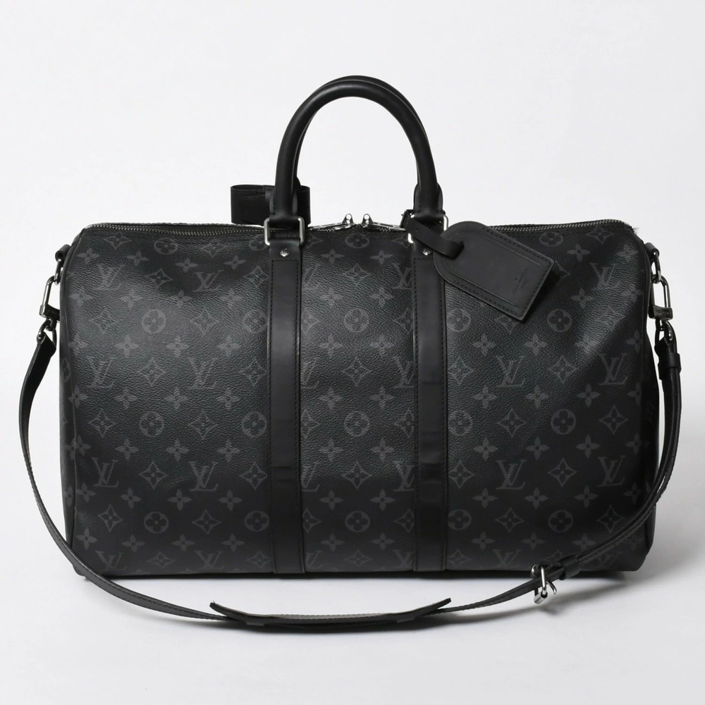 Louis Vuitton Keepall Bandouliere Monogram Canvas Bag Travel Bag Eclipse Black